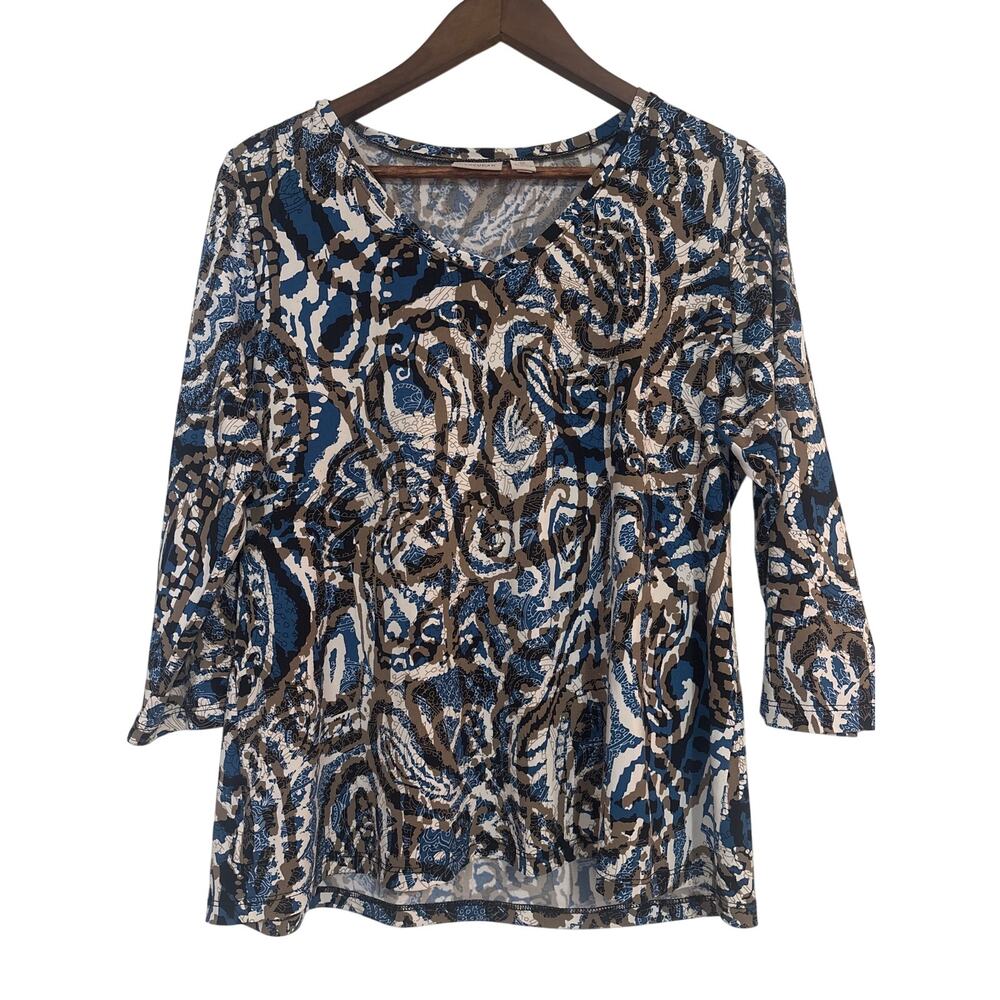 Womens Easywear by Chicos Blue/Brown Size 2 (Size 12)